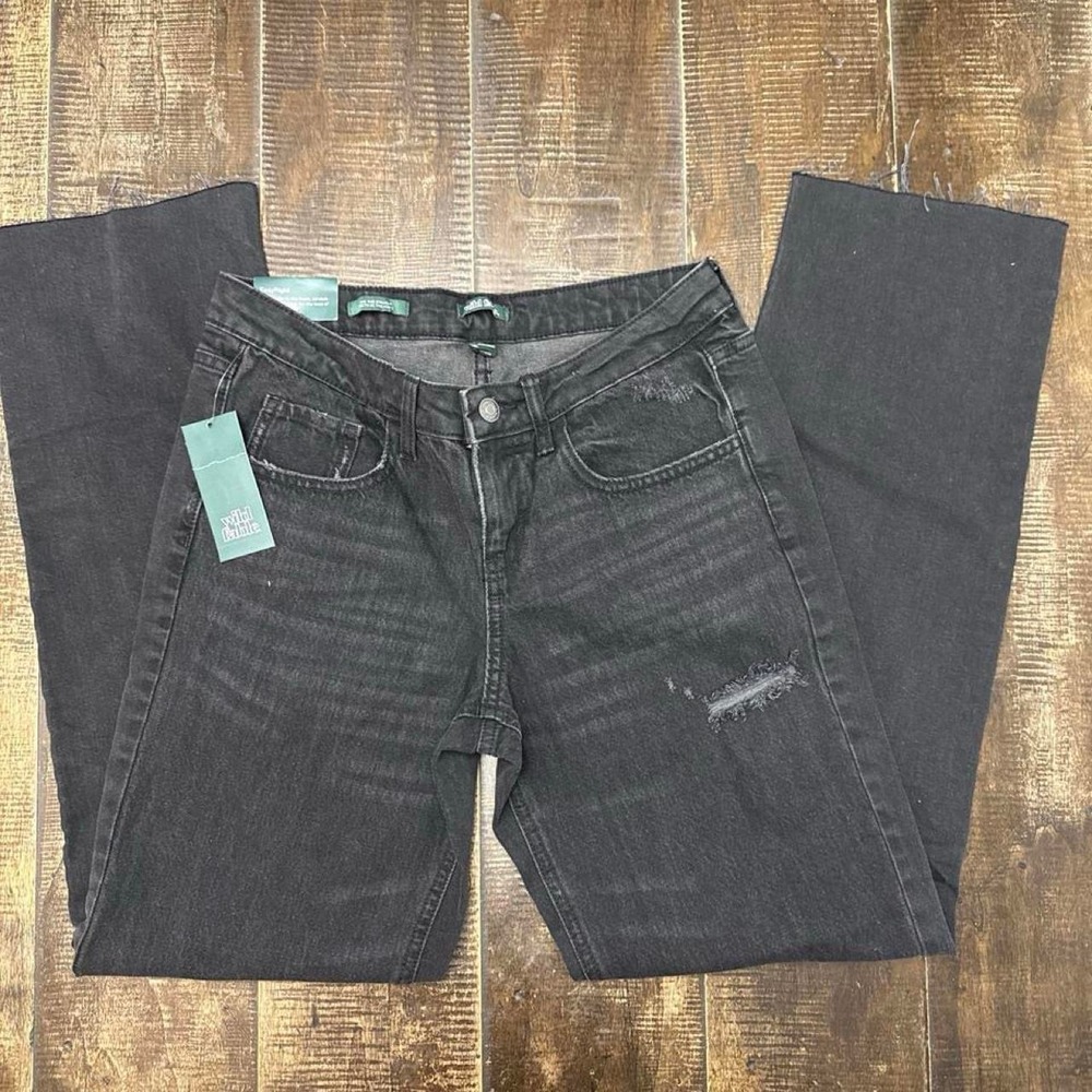 Wild Fable Black Easy Rigid Mid Rise Straight Leg Denim Jeans